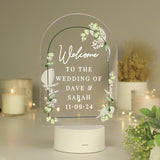 Personalised botanical LED wedding light colour changing, imported from the UK