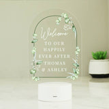Personalised botanical LED wedding light colour changing, imported from the UK