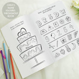 Personalised blue wedding activity book - British product
