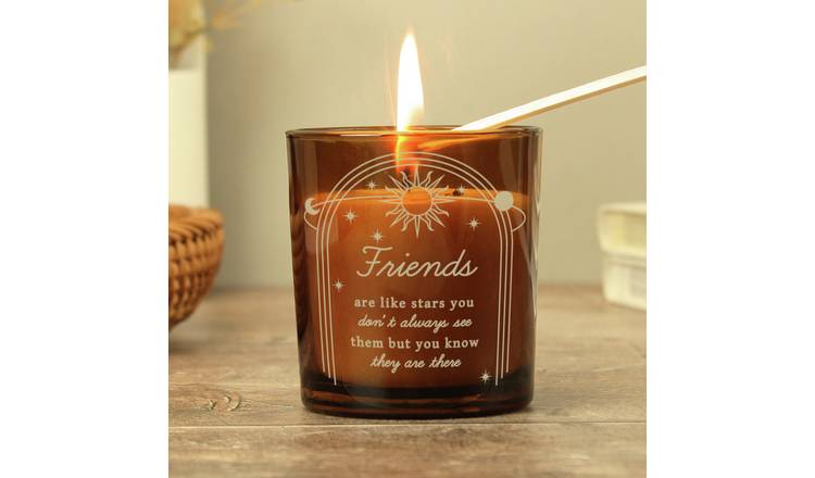 Personalised vanilla candle in amber glass jar, 30 hours burn time - British product
