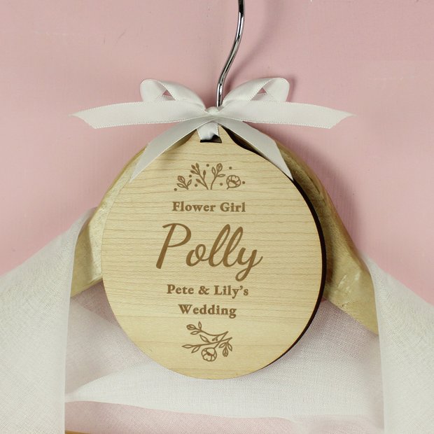 Personalised wooden wedding tag with ribbon, 10.7cm, imported from the UK