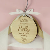 Personalised wooden wedding tag with ribbon, 10.7cm, imported from the UK