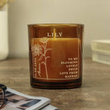 Personalised vanilla birthday candle in amber glass jar (British brand)