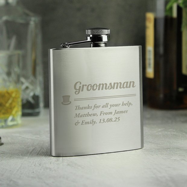 Personalised groomsman hip flask stainless steel 170ml, UK version