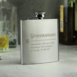 Personalised groomsman hip flask stainless steel 170ml, UK version