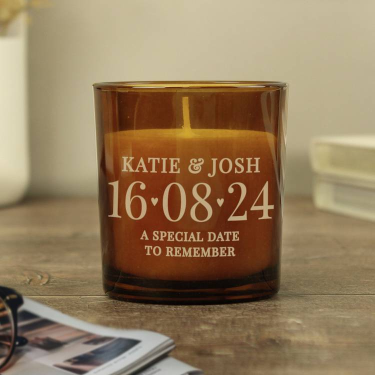 Candle vanilla personalised special date, UK version