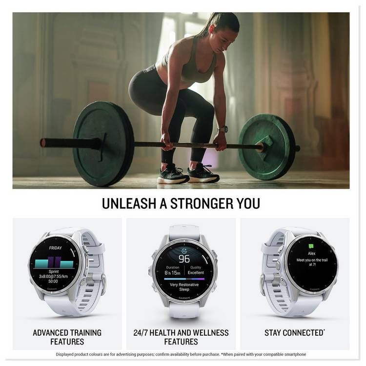 Garmin Fenix 8 43mm AMOLED smartwatch, imported from the UK