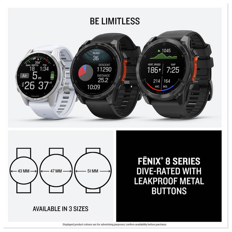 Garmin Fenix 8 43mm AMOLED smartwatch, imported from the UK
