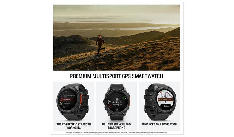 Garmin Fenix 8 51mm multisport GPS smartwatch Glass Grey and Black (British brand)