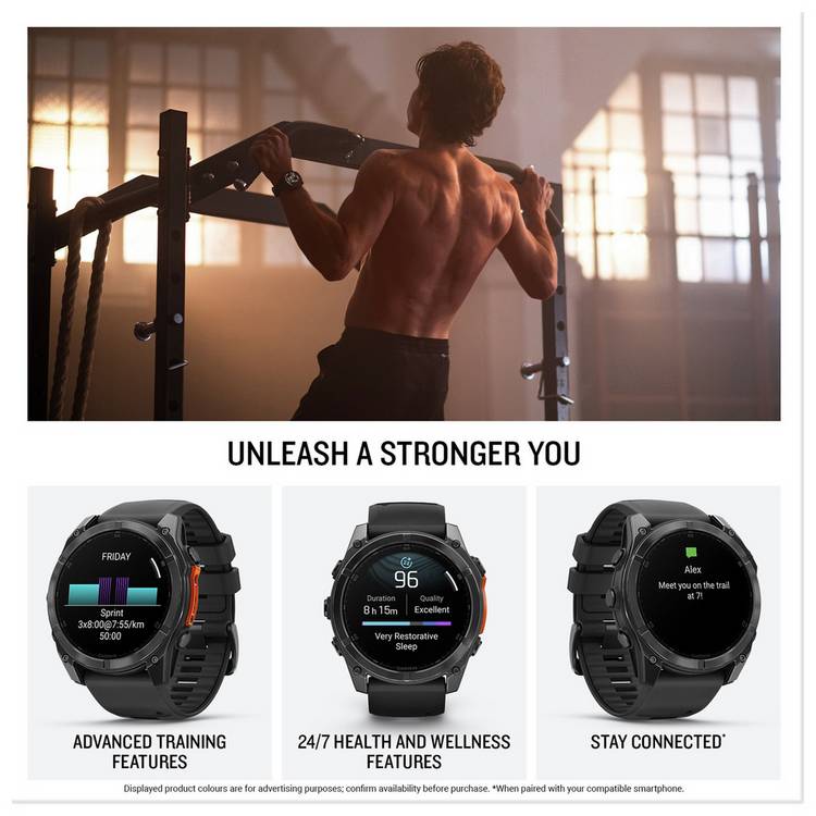 Garmin Fenix 8 51mm multisport GPS smartwatch Glass Grey and Black (British brand)