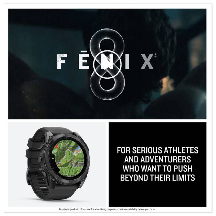 Garmin Fenix 8 51mm multisport GPS smartwatch Glass Grey and Black (British brand)