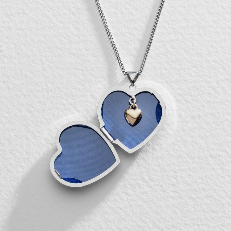 Moon & Back 925 silver 9ct gold heart photo locket UK version