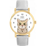 Superdrug Toff London White Ladies Beige Tabby Cat Head Watch- Buy online at McGrocer