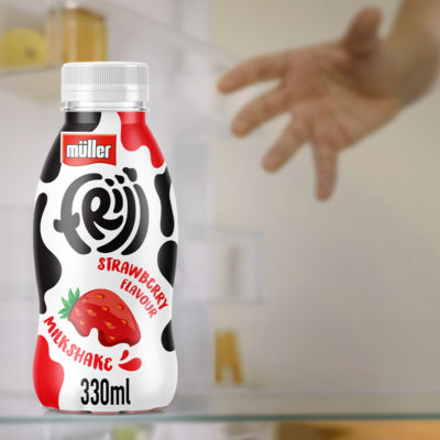 Muller Frijj strawberry cheesecake flavour milkshake 330ml, imported from the UK
