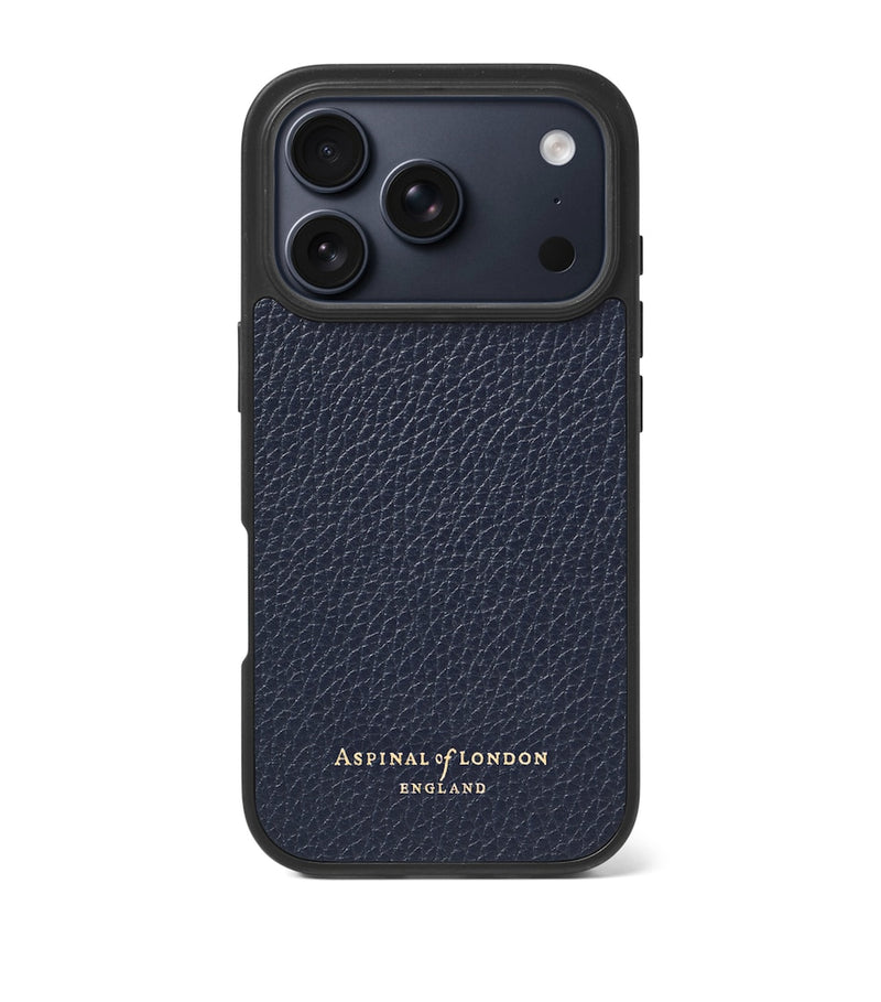 Aspinal of London grained leather iPhone 17 Pro case - British product