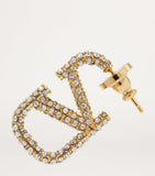 Valentino Garavani crystal VLogo hoop earrings gold-tone brass, imported from the UK