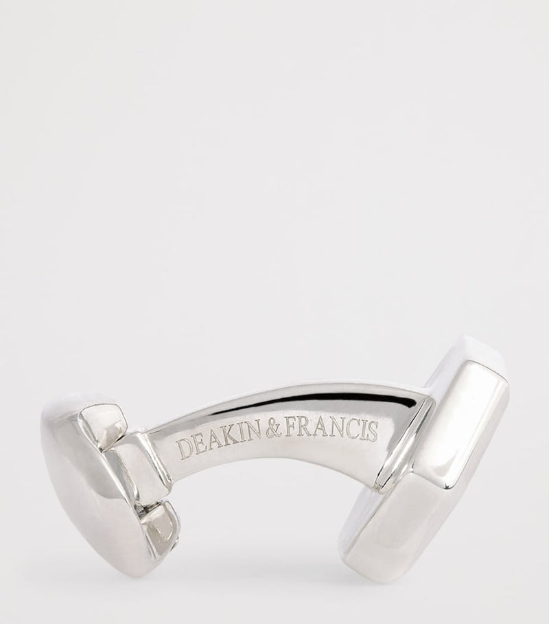Deakin & Francis sterling silver sapphire mother-of-pearl cufflinks, UK version