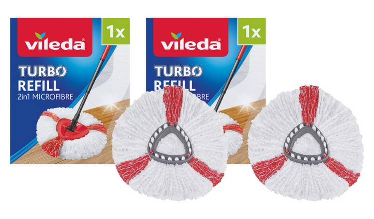 Vileda 2-in-1 microfibre turbo mop head pack of 2, UK version