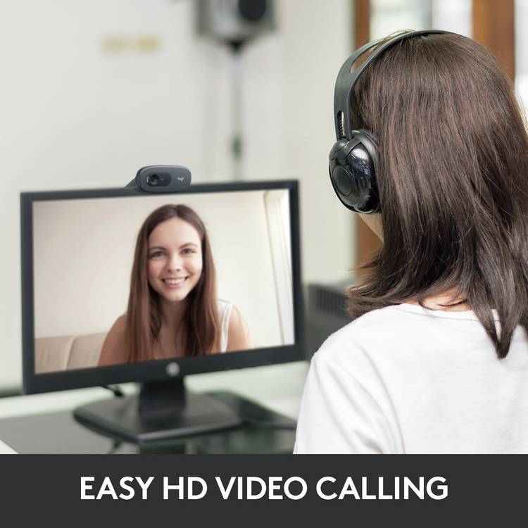 Logitech C270 HD webcam with universal clip and built-in microphone - British product