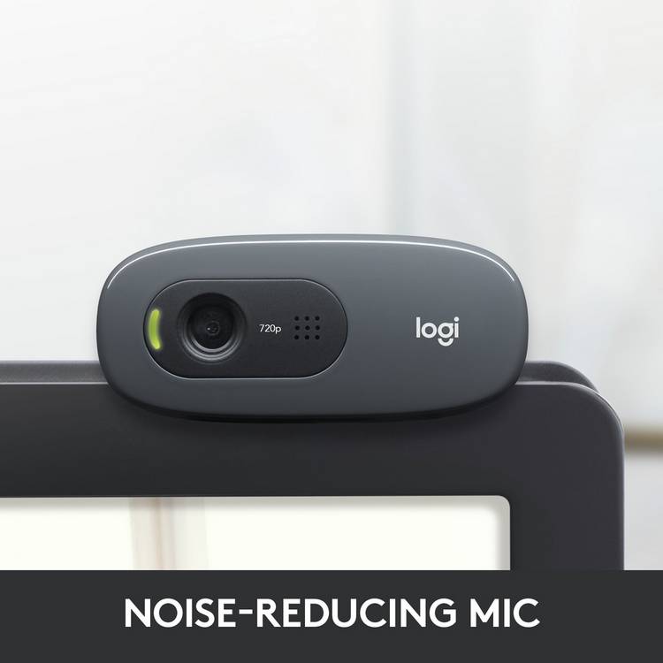 Logitech C270 HD webcam with universal clip and built-in microphone - British product