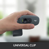 Logitech C270 HD webcam with universal clip and built-in microphone - British product