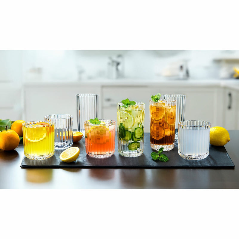 King Crystal Lotus drinkware set 16 pieces highball tumbler glasses (British brand)
