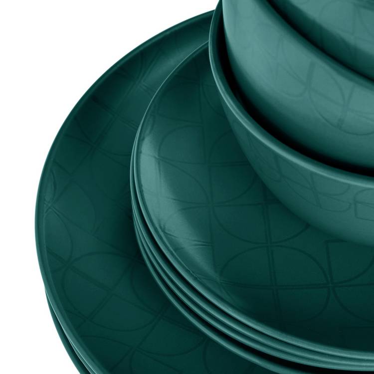 Argos Home Geo 16 piece dinner set in teal, UK version