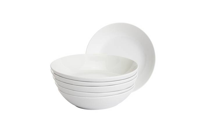 Home Essentials white porcelain pasta bowls set of 6, UK version