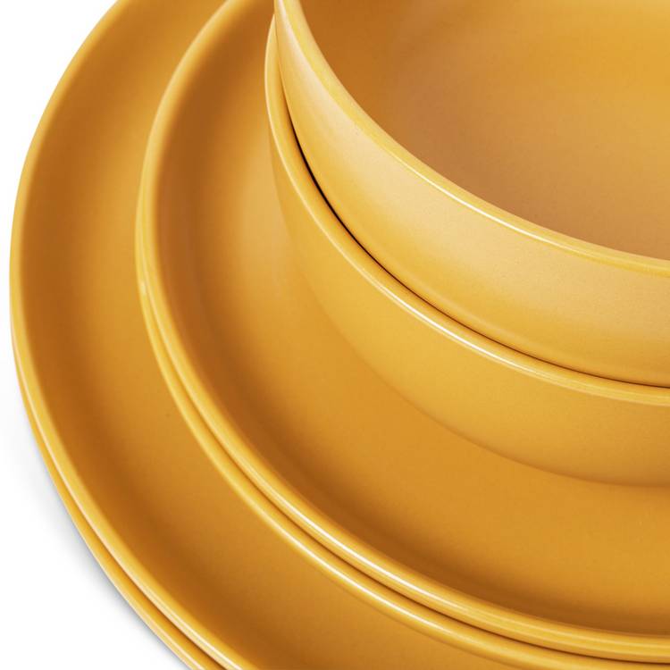 Habitat dinner set matte glaze mustard 12 piece, UK version
