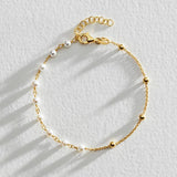 Revere 9ct gold plated silver synthetic pearls bracelet 20cm (British brand)