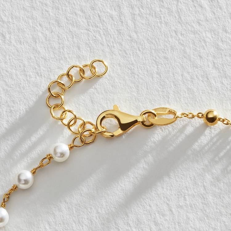 Revere 9ct gold plated silver synthetic pearls bracelet 20cm (British brand)