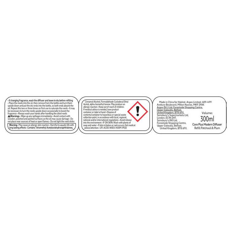 Habitat diffuser refill Patchouli & Plum 300ml (British brand)