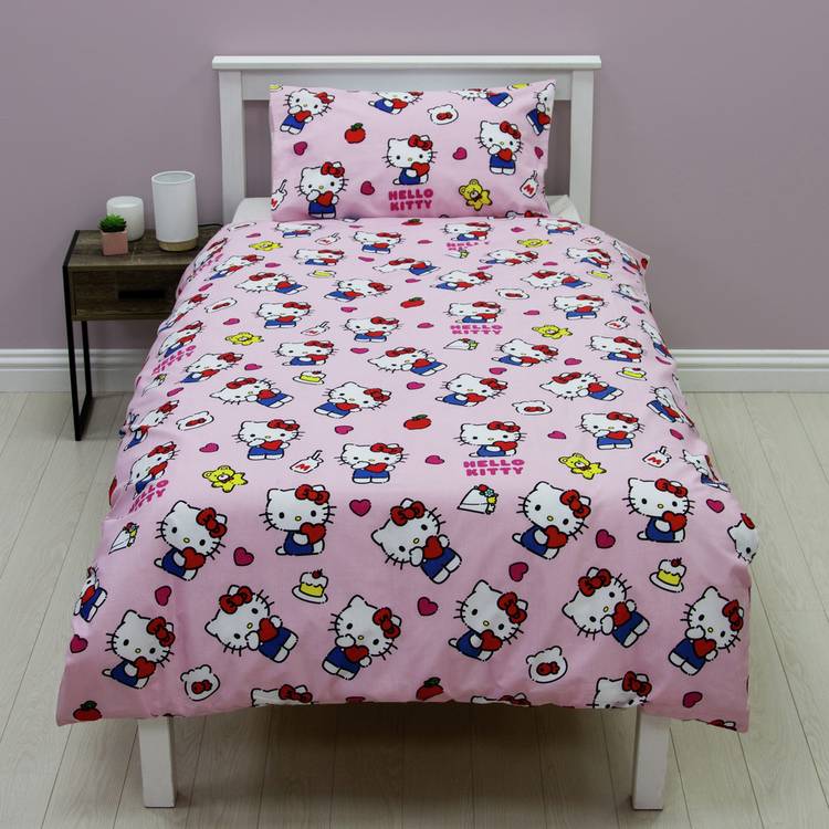 Hello Kitty pink kids bedding set single - British product