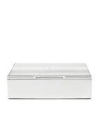 WOLF silver-plated iron jewellery box with detachable compartments and purple lining 7x25x20cm (British brand)