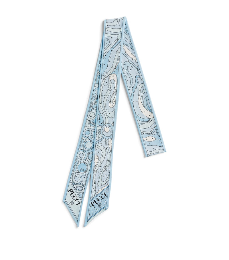 Pucci rhinestone-embellished printed twill scarf 160cm x 5cm - British product