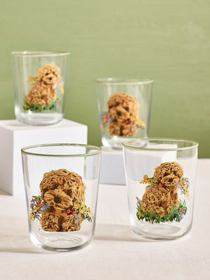 Charlie the Cockapoo Sage Green Tumbler Glasses Set of 4