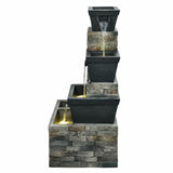 Brick tiered outdoor fountain with warm LEDs 86cm (British brand)