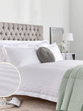 Laura Ashley White 100% Cotton Sateen 400 Thread Count Shalford Duvet Cover And Pillowcase Set
