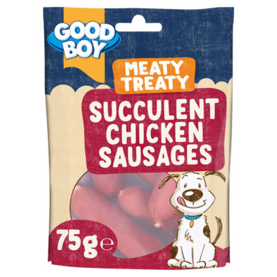 Good Boy chicken sausage dog treats 75g, imported from the UK