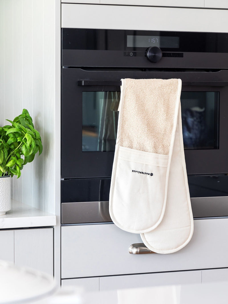 Masterclass Cream Deluxe double oven gloves, imported from the UK