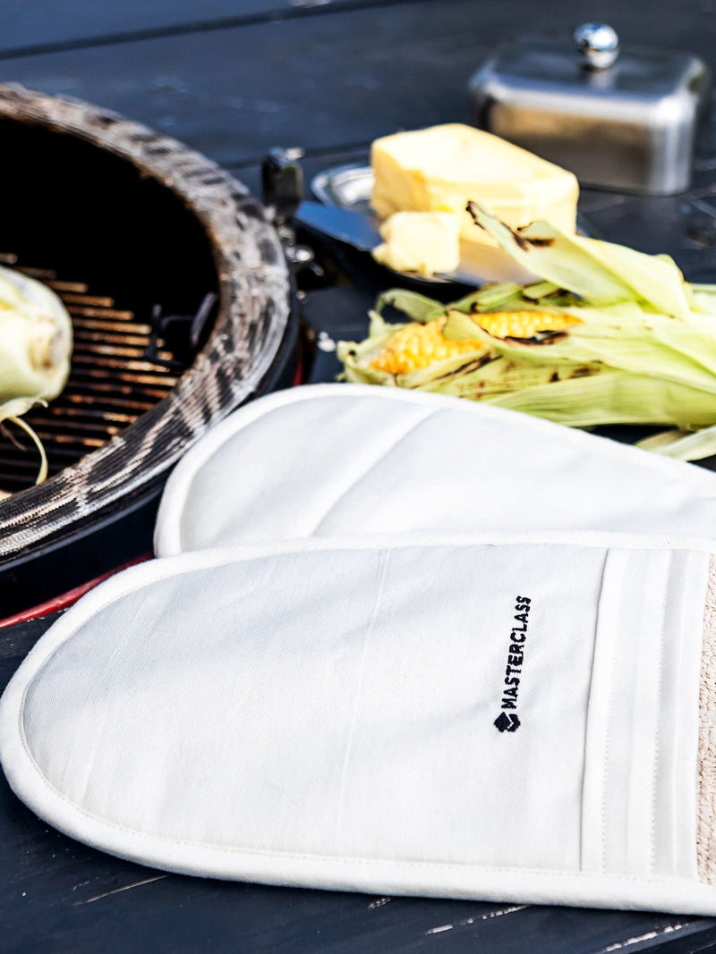 Masterclass Cream Deluxe double oven gloves, imported from the UK