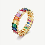 Superdrug MUCHV 18k Gold Emerald Cut Rainbow Ring- Buy online at McGrocer