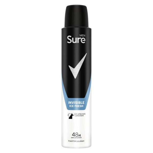 Sure Men Anti-Perspirant Aerosol Invisible Ice Fresh 200ml GOODS Superdrug