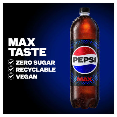 Pepsi Max No Sugar Cola 2L Bottle, imported from the UK