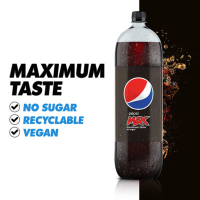 Pepsi Max No Sugar Cola 2L Bottle, imported from the UK