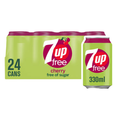 7UP soft drink Zero Sugar Cherry 24 x 330ml - British product