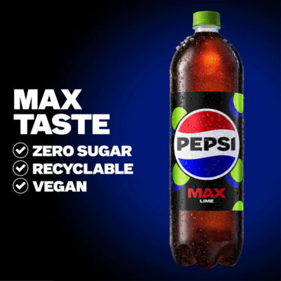 Pepsi Max Lime sugar-free cola 2L, imported from the UK