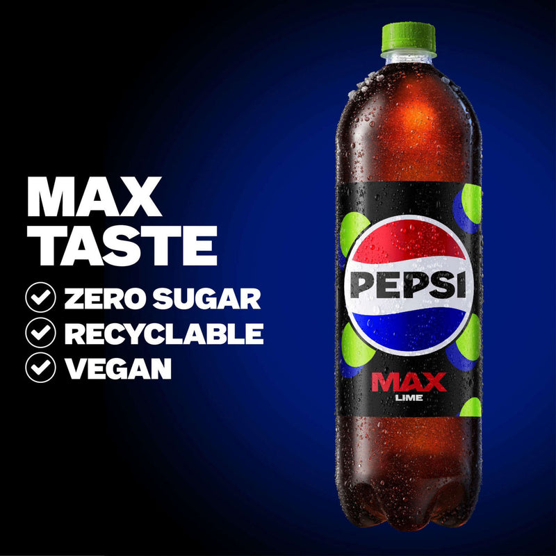 Pepsi Max Lime sugar-free cola 2L, imported from the UK