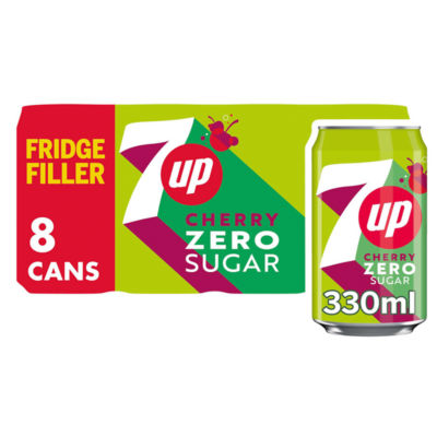7UP Cherry soft drink cans 8x330ml (British brand)