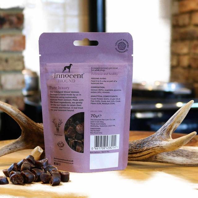 The Innocent Hound Dog Treats Sliced Venison Sausage   70g GOODS M&S